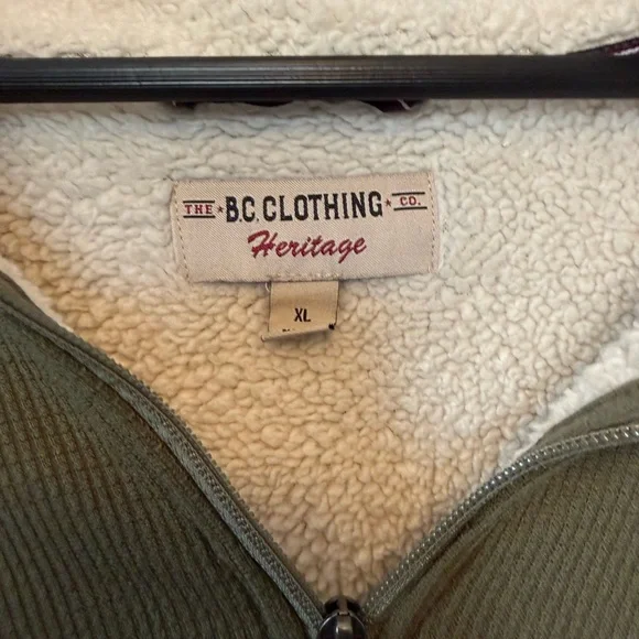 Olive Green Sherpa Lined Waffle Quarter-Zip Men's Sweater Size XL - Picture 2 of 4